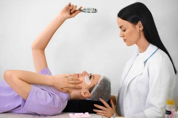 doctor examining a patient's skin
